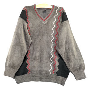 Tricot Nassar Men's Pullover Knit Sweater Long Sleeve Gray XL V-Neck Regular Fit